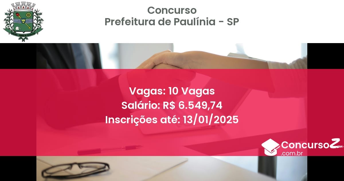 Concurso Público 55 prefeitura de paulinia sp 10 vagas junho 2025
