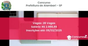 Concurso Público 564 prefeitura de alambari sp 28 vagas junho 2025
