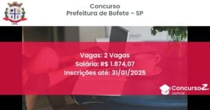 Concurso Público 570 prefeitura de bofete sp 2 vagas junho 2025