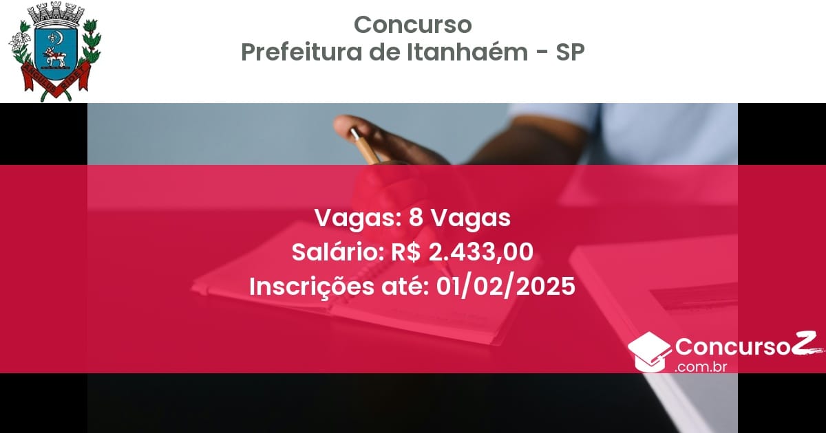 Concurso Público 575 prefeitura de itanhaem sp 8 vagas julho 2025