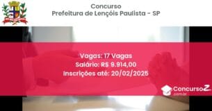 Concurso Público 576 prefeitura de lencois paulista sp 17 vagas junho 2025