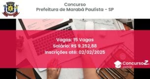 Concurso Público 577 prefeitura de maraba paulista sp 15 vagas maio 2025