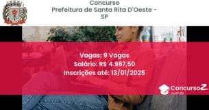 Concurso Público 58 prefeitura de santa rita doeste sp 9 vagas junho 2025