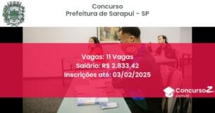 Concurso Público 59 prefeitura de sarapui sp 11 vagas maio 2025