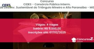 Concurso Público 602 cides consorcio publico interm de desenv sustentavel do triangulo mineiro e alto paranaiba mg 4 vagas junho 2025