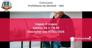 Concurso Público 621 prefeitura de muriae mg 5 vagas junho 2025