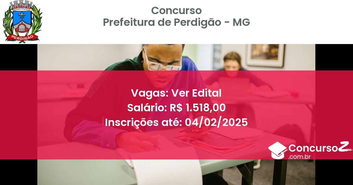 Concurso Público 622 prefeitura de perdigao mg ver edital junho 2025