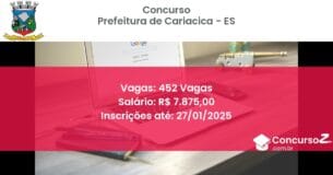 Concurso Público 636 prefeitura de cariacica es 452 vagas junho 2025