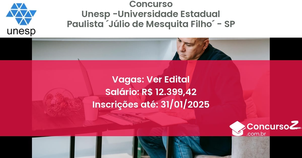 Concurso Público 64 unesp universidade estadual paulista julio de mesquita filho sp ver edital julho 2025