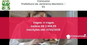 Concurso Público 640 prefeitura de jeronimo monteiro es 4 vagas junho 2025