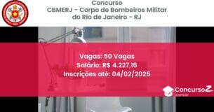 Concurso Público 69 cbmerj corpo de bombeiros militar do rio de janeiro rj 50 vagas junho 2025