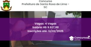 Concurso Público 733 prefeitura de santa rosa de lima sc 4 vagas junho 2025