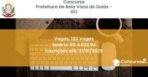 Concurso Público 754 prefeitura de bela vista de goias go 130 vagas julho 2025
