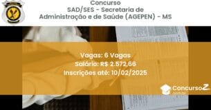 Concurso Público 774 sadses secretaria de administracao e de saude agepen ms 6 vagas julho 2025