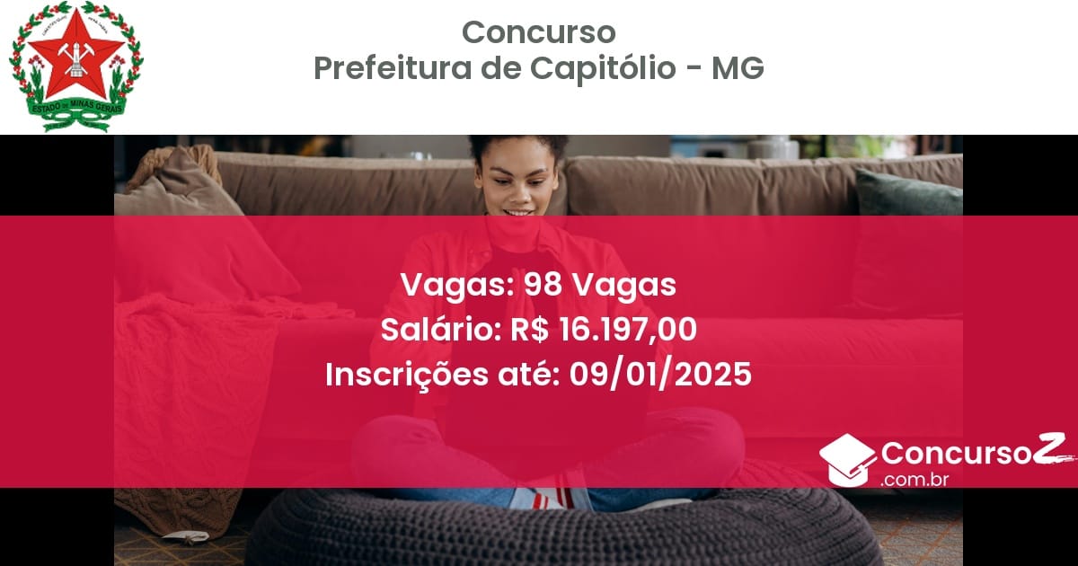 Concurso Público 78 prefeitura de capitolio mg 98 vagas outubro 2025