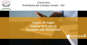 Concurso Público 781 prefeitura de campo verde mt 35 vagas maio 2025