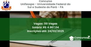 Concurso Público 798 unifesspa universidade federal do sul e sudeste do para pa 110 vagas junho 2025