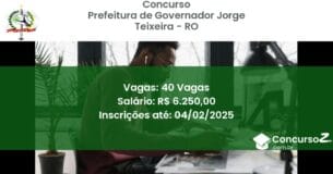 Concurso Público 799 prefeitura de governador jorge teixeira ro 40 vagas julho 2025