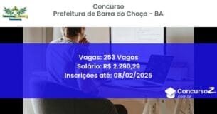 Concurso Público 805 prefeitura de barra do choca ba 253 vagas junho 2025
