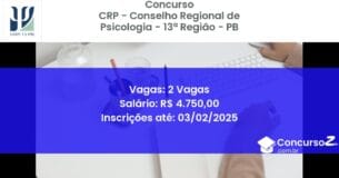Concurso Público 819 crp conselho regional de psicologia 13 regiao pb 2 vagas julho 2025