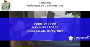 Concurso Público 825 prefeitura de casinhas pe 20 vagas junho 2025