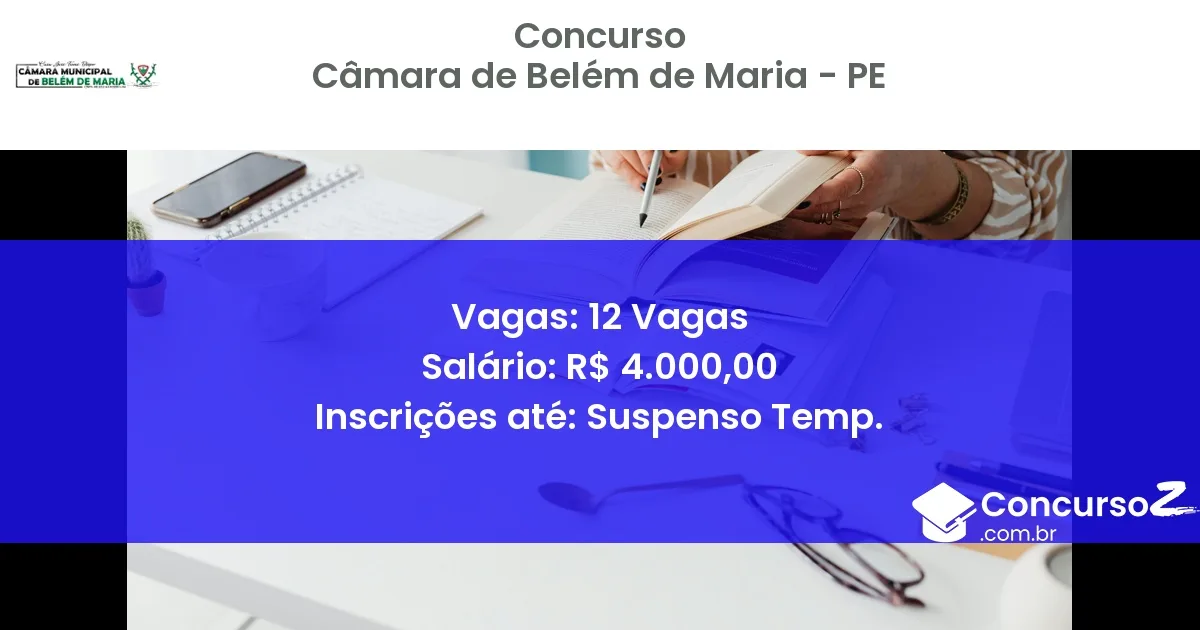 Concurso Público 832-camara-de-belem-de-maria-pe-12-vagas atualizado em March de 2025