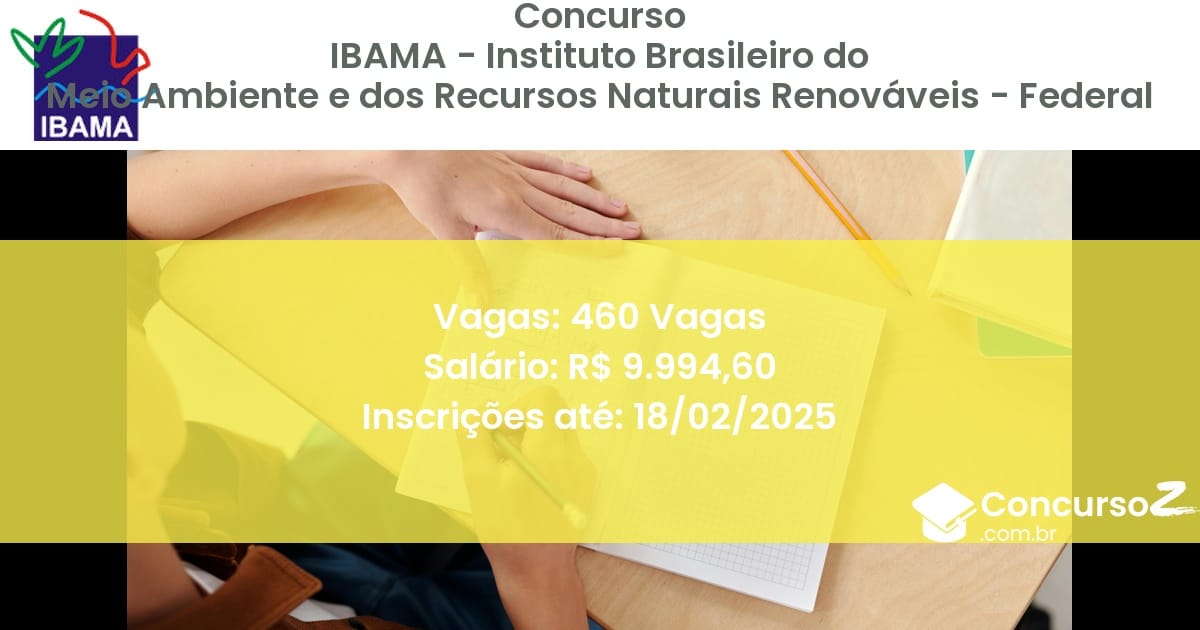 Concurso Público 842 ibama instituto brasileiro do meio ambiente e dos recursos naturais renovaveis federal 460 vagas julho 2025