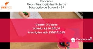 Concurso Público 858 fieb fundacao instituto de educacao de barueri sp 3 vagas junho 2025
