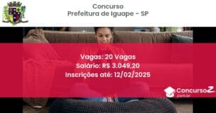 Concurso Público 868 prefeitura de iguape sp 20 vagas junho 2025