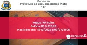 Concurso Público 875 prefeitura de sao joao da boa vista sp ver edital julho 2025