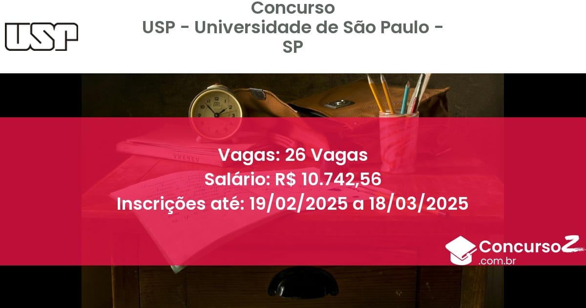 Concurso Público 881 usp universidade de sao paulo sp 26 vagas setembro 2025