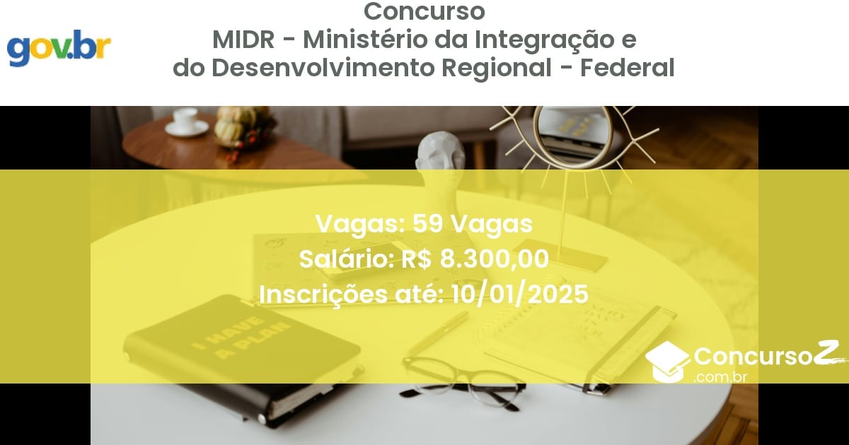 Concurso Público 9 midr ministerio da integracao e do desenvolvimento regional federal 59 vagas junho 2025