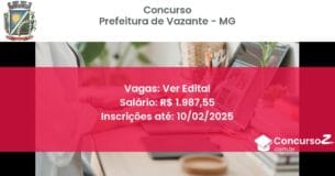 Concurso Público 907 prefeitura de vazante mg ver edital junho 2025