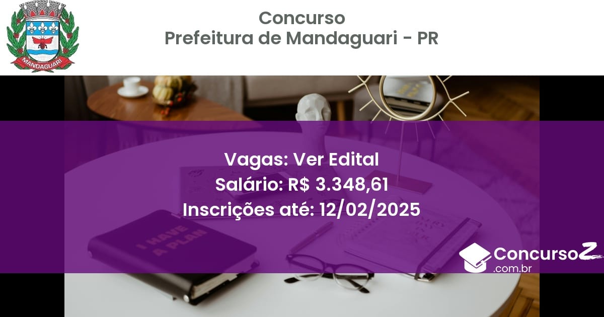 Concurso Público 927 prefeitura de mandaguari pr ver edital agosto 2025