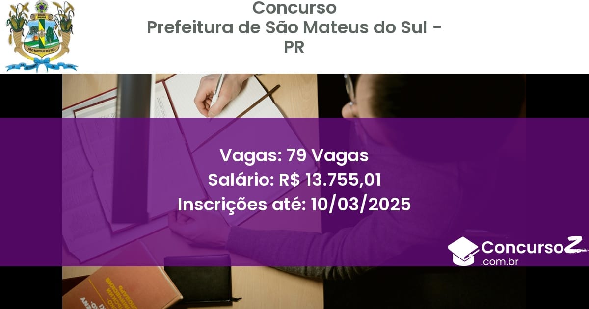 Concurso Público 932 prefeitura de sao mateus do sul pr 79 vagas julho 2025