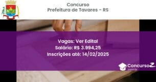 Concurso Público 955 prefeitura de tavares rs ver edital junho 2025