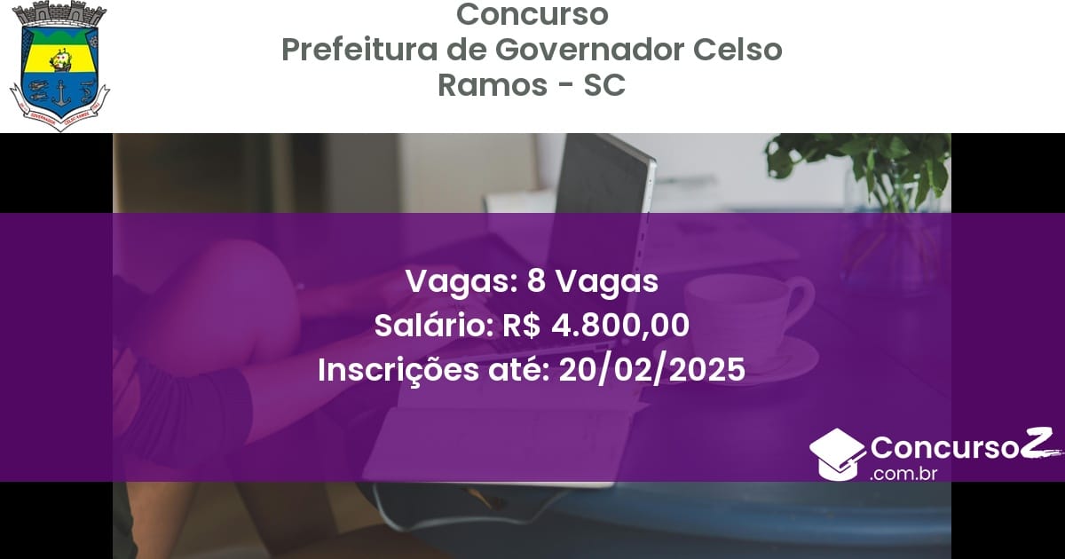 Concurso Público 975 prefeitura de governador celso ramos sc 8 vagas maio 2025