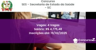 Concurso Público 989 ses secretaria de estado da saude sc 4 vagas junho 2025