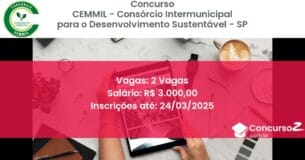 Concurso Público 1401 cemmil consorcio intermunicipal para o desenvolvimento sustentavel sp 2 vagas julho 2025