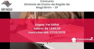 Concurso Público 1413 diretoria de ensino da regiao de mogi mirim sp ver edital junho 2025