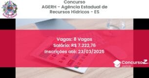 Concurso Público 1515 agerh agencia estadual de recursos hidricos es 8 vagas junho 2025