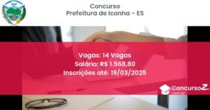 Concurso Público 1518 prefeitura de iconha es 14 vagas maio 2025