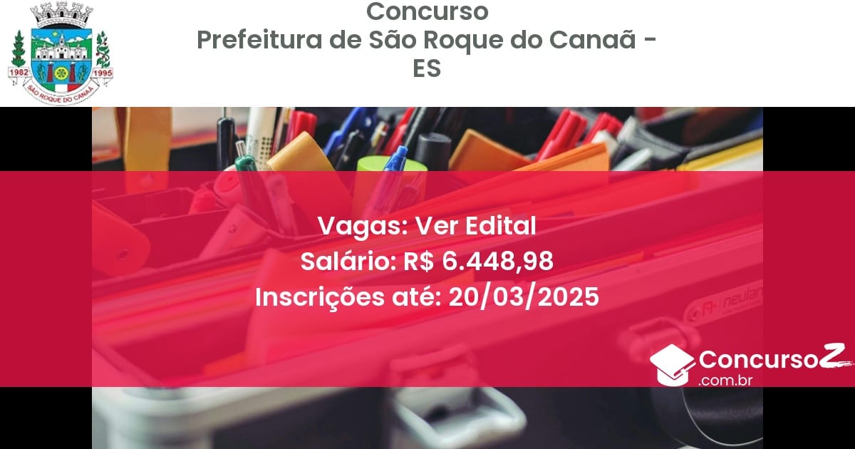 Concurso Público 1529 prefeitura de sao roque do canaa es ver edital junho 2025