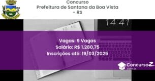 Concurso Público 1574 prefeitura de santana da boa vista rs 9 vagas julho 2025