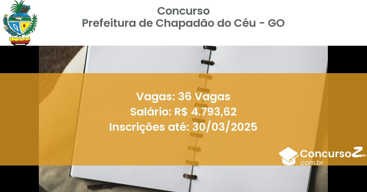Concurso Público 1619-prefeitura-de-chapadao-do-ceu-go-36-vagas atualizado em March de 2025