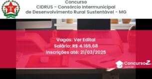 Concurso Público 1719 cidrus consorcio intermunicipal de desenvolvimento rural sustentavel mg ver edital junho 2025