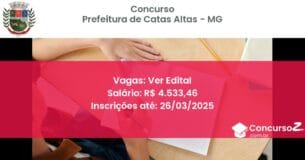 Concurso Público 1724 prefeitura de catas altas mg ver edital junho 2025