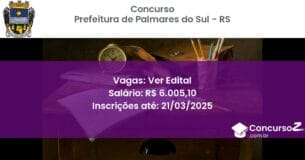 Concurso Público 1766 prefeitura de palmares do sul rs ver edital junho 2025