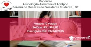 Concurso Público 1860-associacao-assistencial-adolpho-bezerra-de-menezes-de-presidente-prudente-sp-10-vagas atualizado em March de 2025
