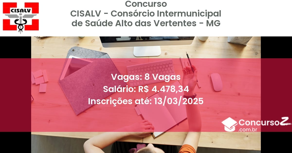 Concurso Público 1883 cisalv consorcio intermunicipal de saude alto das vertentes mg 8 vagas setembro 2025